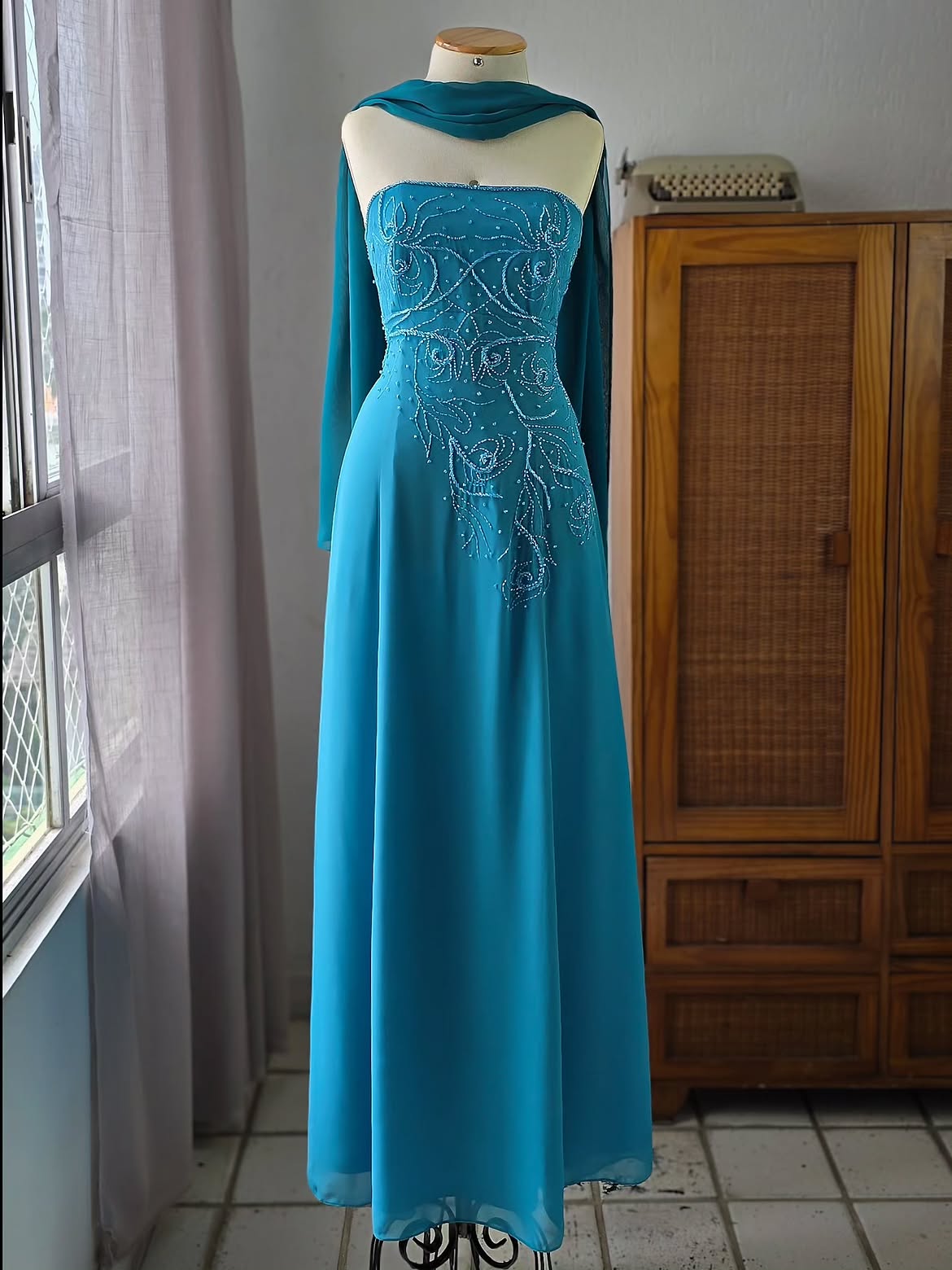 Vestido Anos 2000 Azul Longo