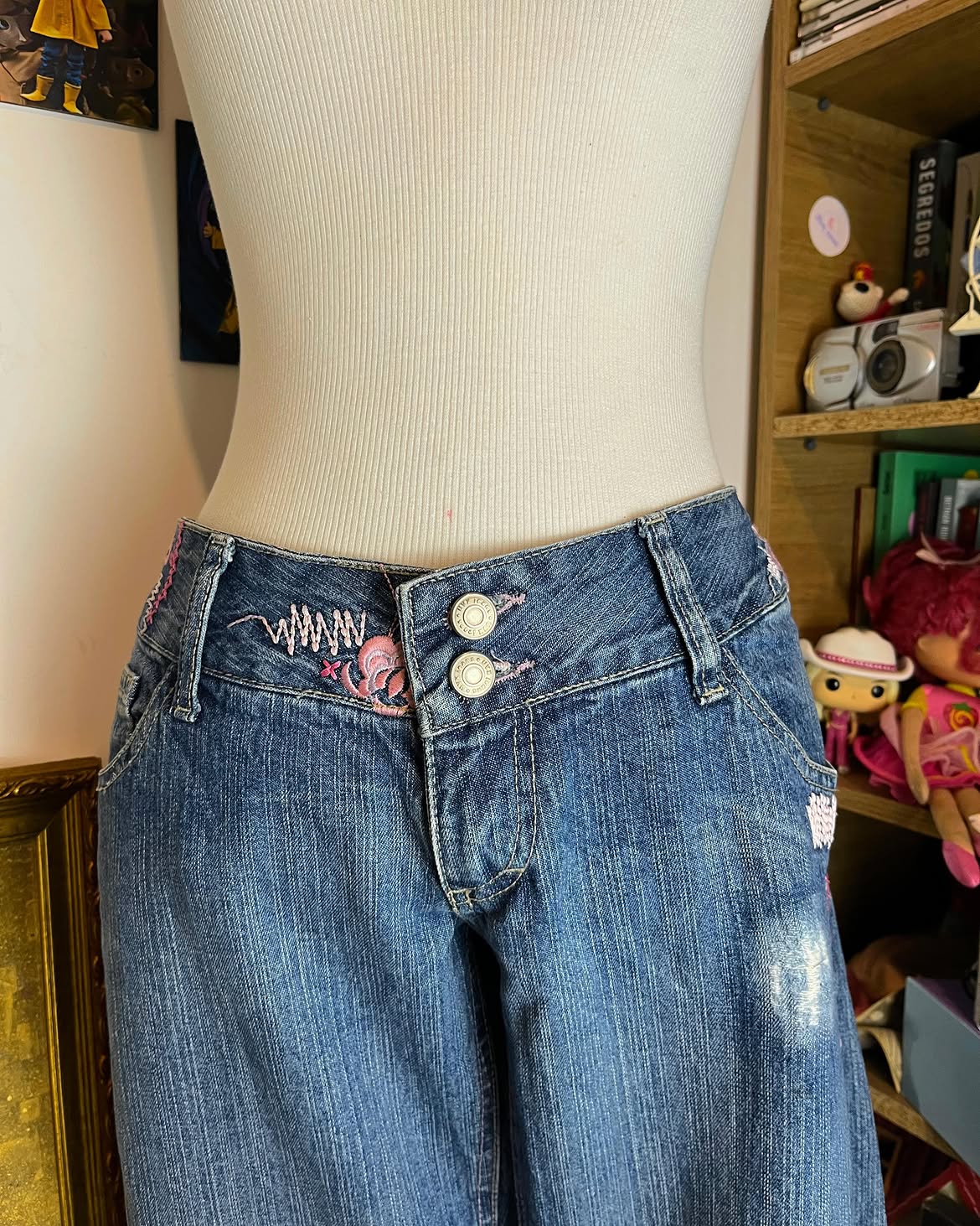 Calça Vintage Bordado Garimpo