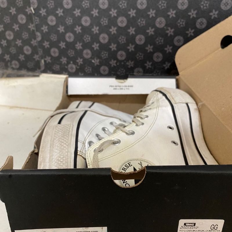 All Star Converse Branco Plataforma Couro