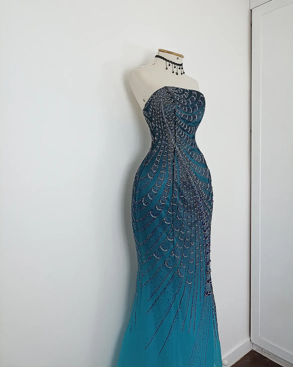 Vestido Azul Personalizado Brilhoso