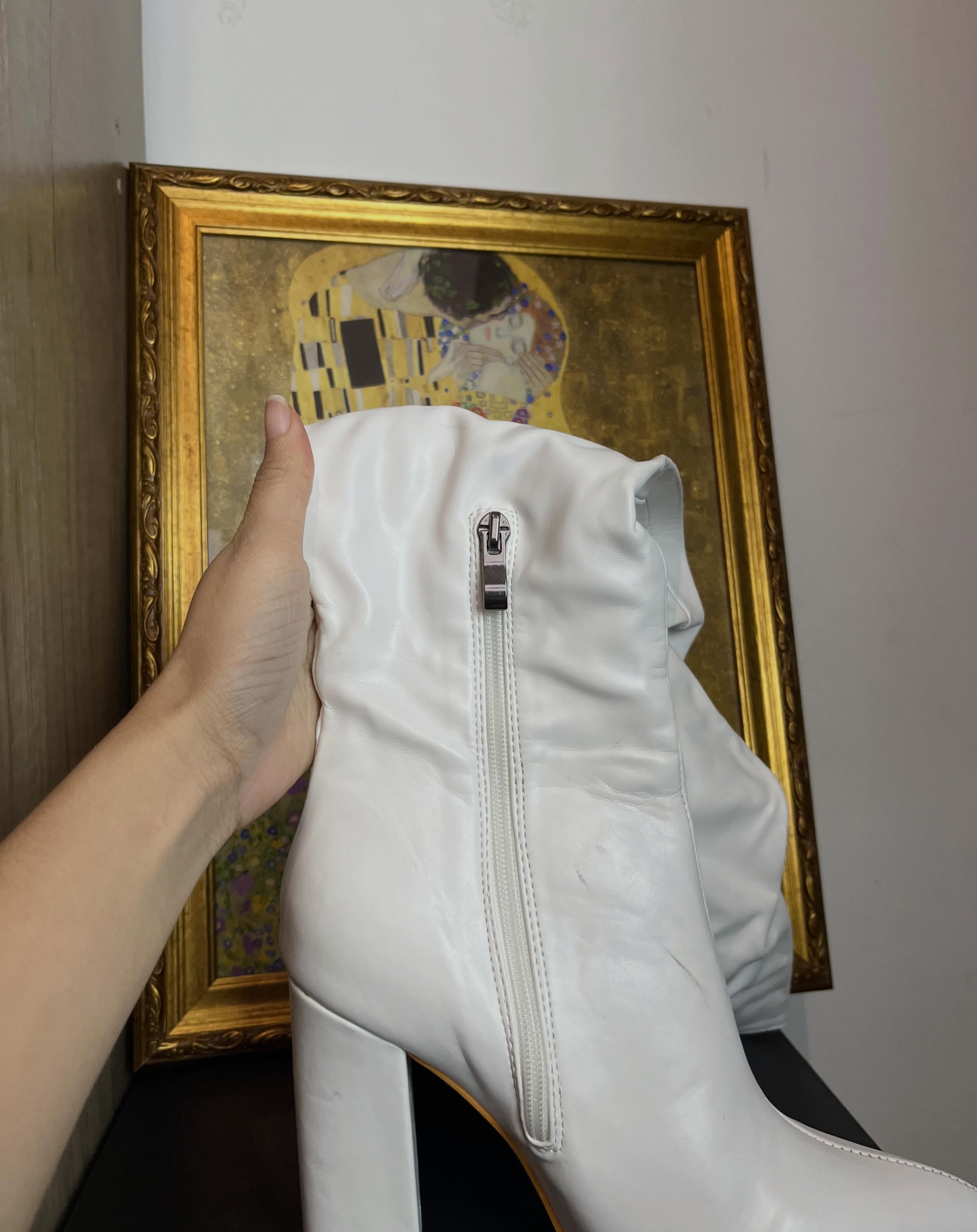 Bota Couro Legitimo Branca Garimpo